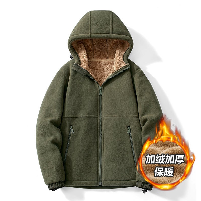 High Quality Defense Warm Fleece Padded Lamb Fleece Coat Cardigan Collar - Image 4